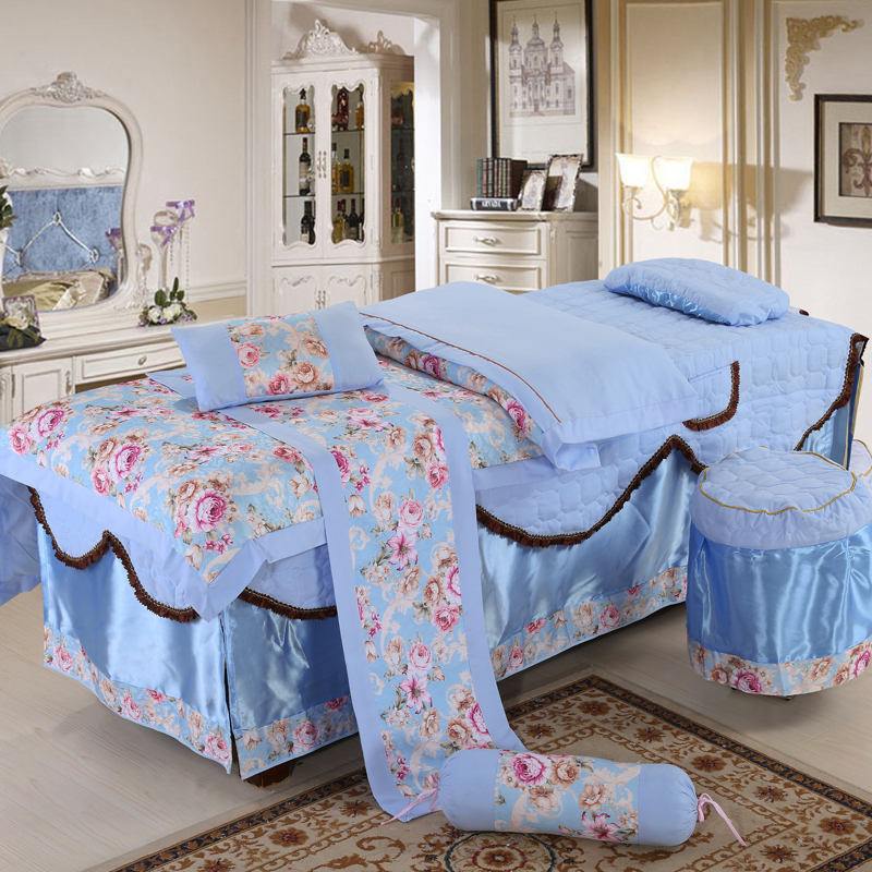 Cao cấp làm đẹp giường bao gồm bốn bộ bông làm đẹp chuyên dụng bốn bộ đầu tròn vuông đầu giường massage tùy chỉnh đặc biệt - Trang bị tấm ga trải giường nối mi