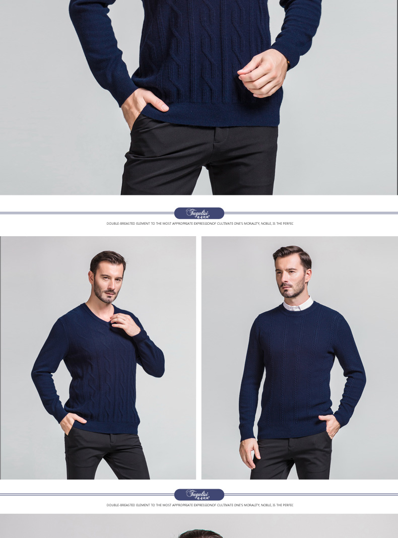 Tugulis cashmere áo len nam mùa thu và mùa đông mới V-Cổ trung niên áo len giản dị kích thước lớn áo len