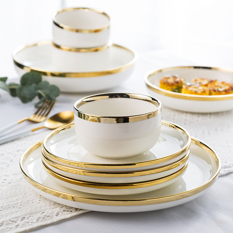 Light dishes suit household creative key-2 luxury up phnom penh ceramic tableware European jobs combination box plate sets