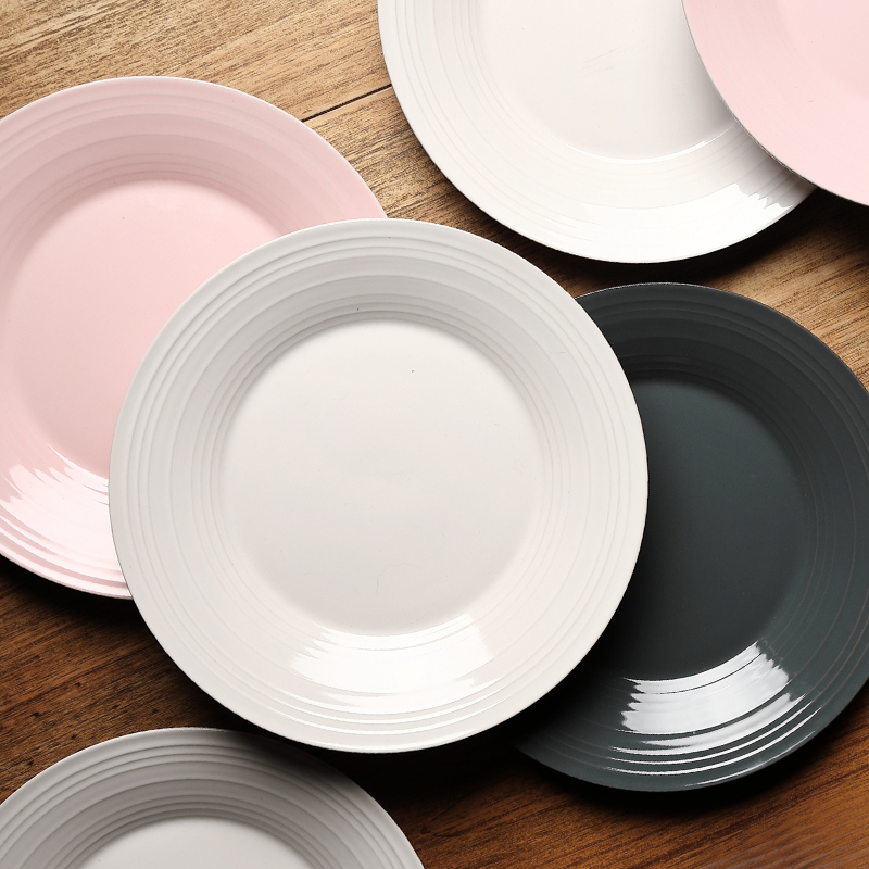 Pan European contracted thread beefsteak creative pure color plate household 10 inches salad plate ceramic dishes