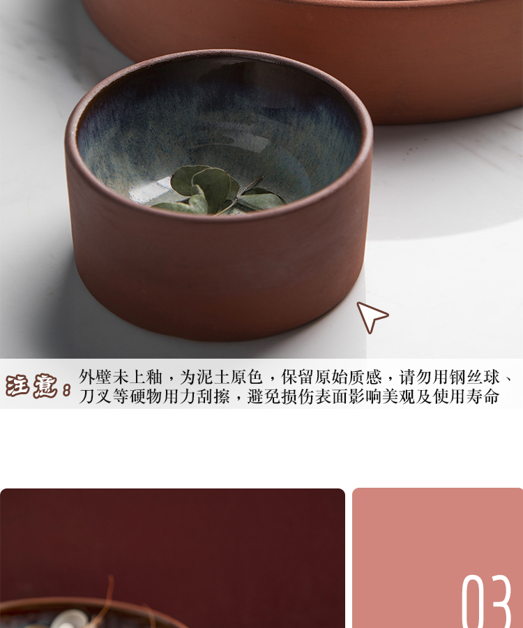 Variable glaze ceramic tableware western salad bowl bowl dream retro brick red ceramic bowl household shallow bowl