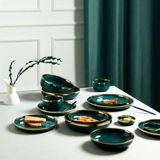 Imhouse Rice Bowl House High -Sense Sense Light Loxury Gold Border Soup Soup Light Luxury Dailware Plate Themge Green Bow