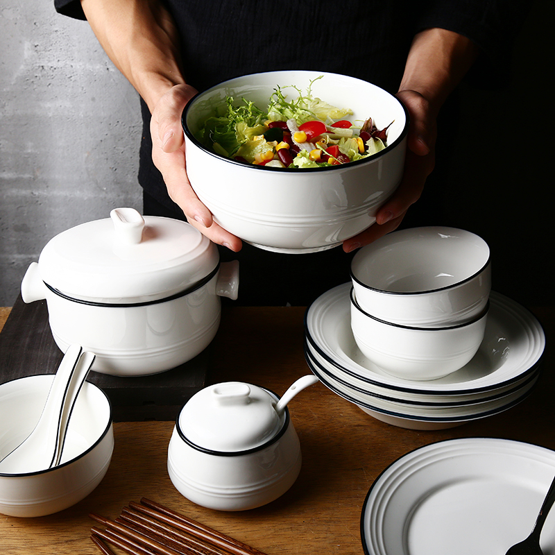 Tableware dishes dishes suit household contracted blue squadron ceramic bowl of rice bowl dish dish dish dish dish