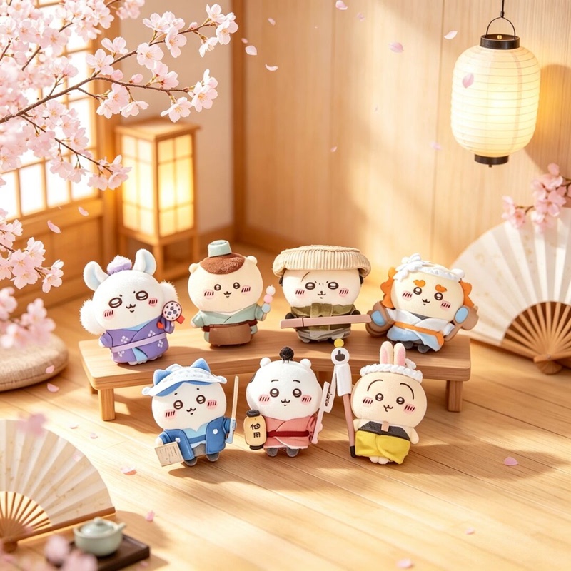 Japanese Chiikawa Genuine Edo Samurai Series Usagi Koibito Plush Doll Keychain Japanese Chiikawa Genuine Edo Samurai Series Usagi Koibito Plush Doll Keychain