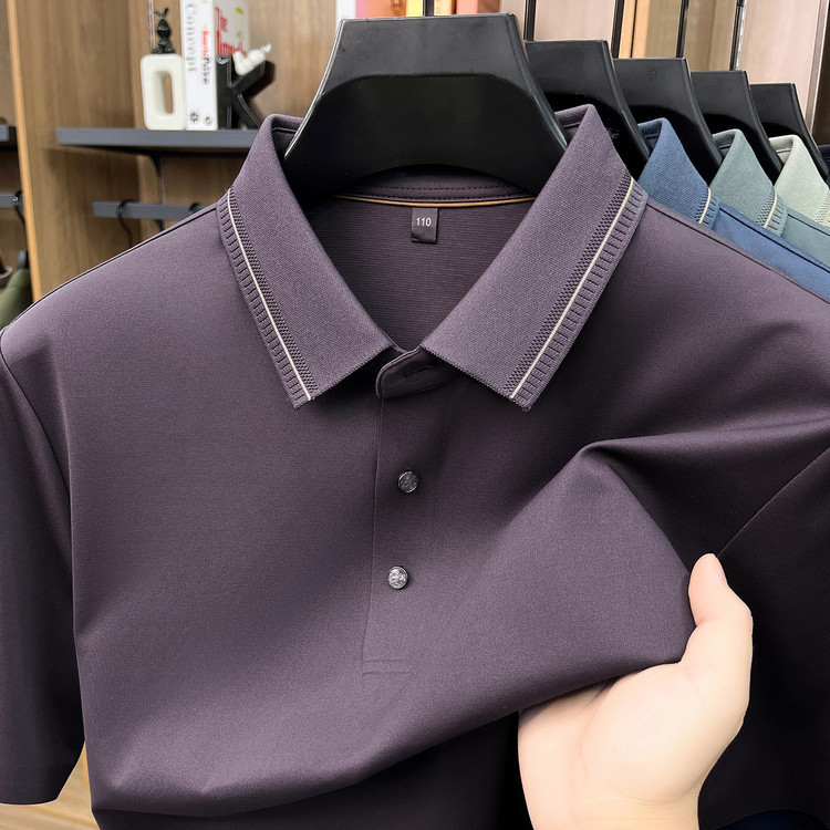Mk Genuine Solid Color Short-Sleeved Polo Shirt for Men, Summer New Style, High-End Business Casual, Versatile Men's T-Shirt for Middle-Aged Men Mk Genuine Solid Color Short-Sleeved Polo Shirt for Men, Summer New Style, High-End Business Casual, Versatile Men's T-Shirt for Middle-Aged Men