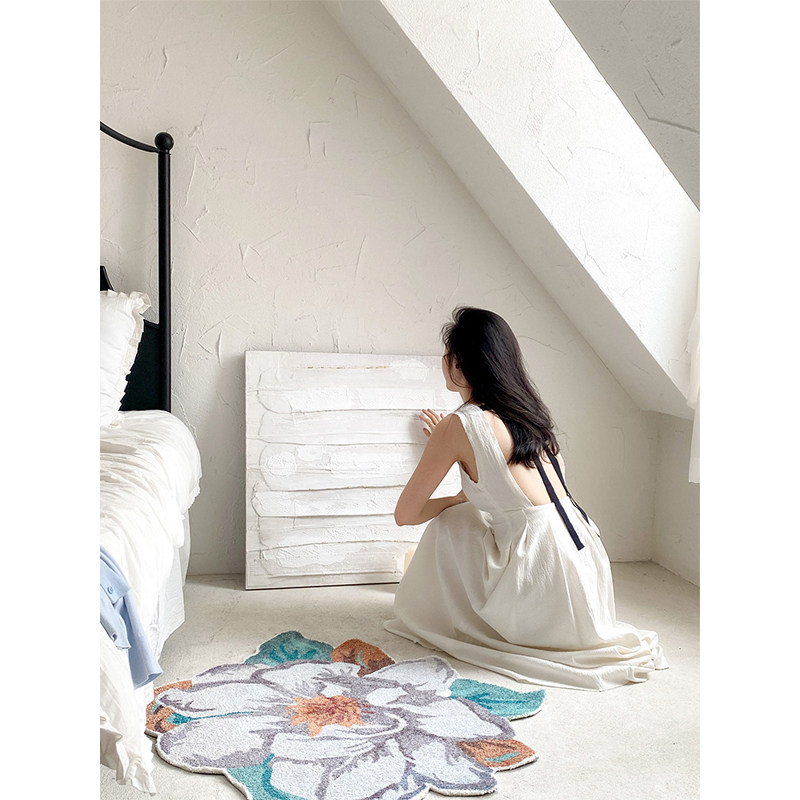 Ruona minimalist Yohji Yamamoto white texture decorative painting porch desk background wall painting