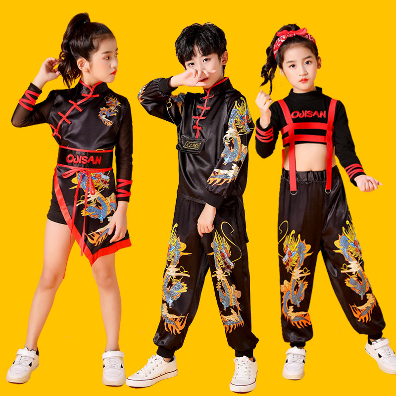 61 children cast out for male and female hip-hop street dance jazz dance suit China Wind T Walk Show Performance Suit