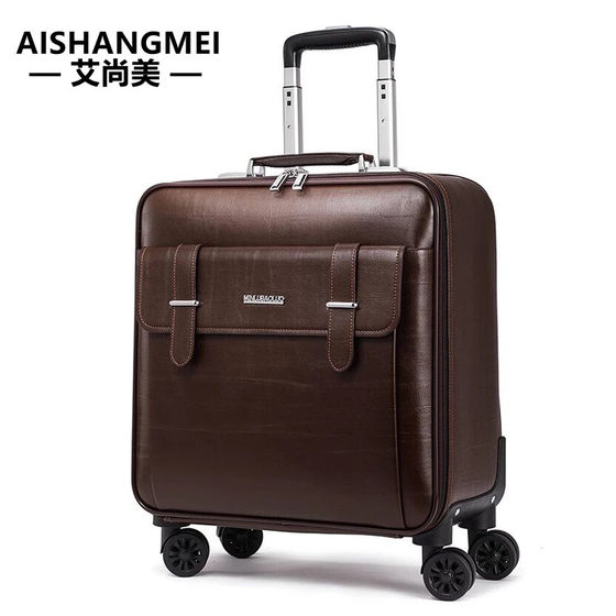 Genuine leather trolley case 16-inch cowhide suitcase men's suitcase universal wheels 20-inch business boarding case women's travel suitcase