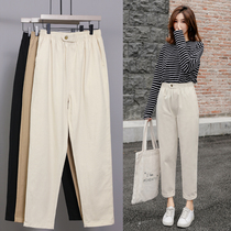 Casual pants women loose 2021 new spring and summer dad Grandma Korean version of high-waisted radish nine-point Harun pants