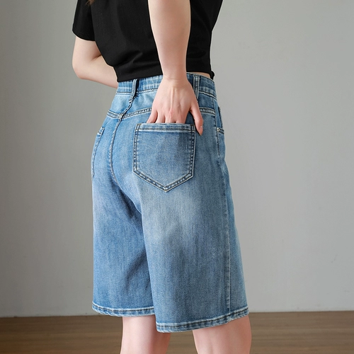 Джинсовая юбка, шорты, тонкие эластичные штаны, большой размер, свободный крой, высокая талия