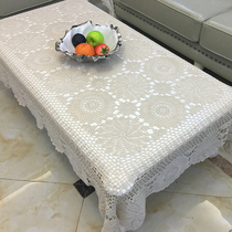 Original handmade fine line crocheted tablecloth Hook needle woven towel Hollow lace three-dimensional flower sofa towel cotton cover towel