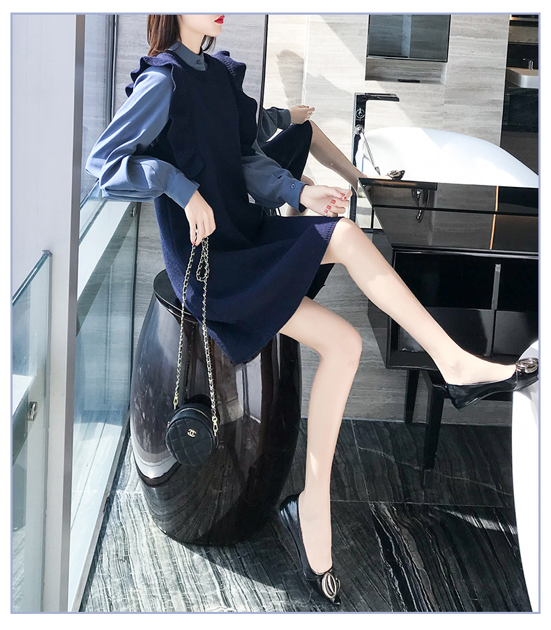 Bộ đồ hai mảnh giảm tuổi là trang phục mùa thu cổ tích 2019 mới dành cho nữ diện váy nữ phổ biến phù hợp với mùa thu - Váy eo cao 	váy chít eo	