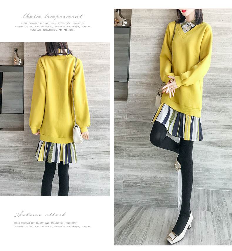 Đầu mùa thu phổ biến váy len cổ tích siêu tiên nữ rừng 2019 mới thủy triều mùa thu váy dài tay nữ năm - Váy eo cao 	váy cột eo	