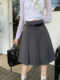 Women's gray suit skirt plus size mid skirt