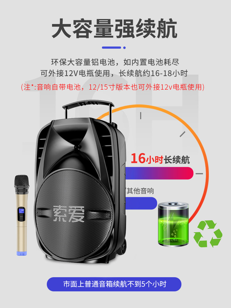 [High and Low Tone Adjustment]Sony Ericsson Square Dance Speaker Outdoor Bluetooth Karaoke Promotion Dancing High-Power Trolley Speaker