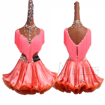 New Latin dance competition costume performance costume tassel skirt watermelon red dance skirt pleated skirt can be customized color