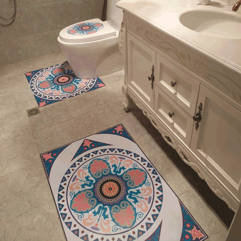 Creative toilet sticker toilet cover decoration makeup room waterproof non-slip pad toilet base side sticker thickened wear-resistant self-adhesive