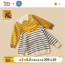 Guru Diary Childrens Striped Sweater Boys and Girls Baby Angola Velvet Yarn base shirt Keep Warm New in Autumn