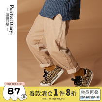Mug Diary Children Light Core Suede Radish Pants Male Girl Girl Casual Tapered Long Pants 2021 Fall New Upper New