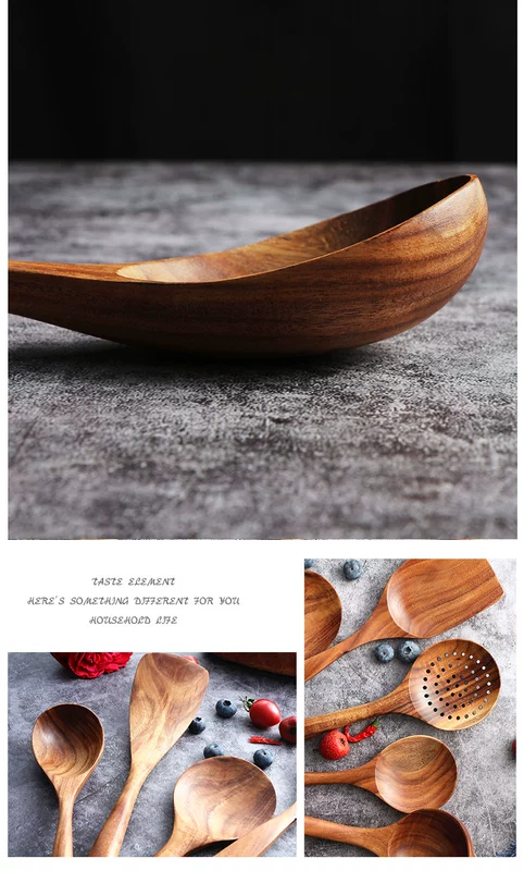 Xẻng gỗ không dính đặc biệt muỗng gỗ bếp nấu xẻng thìa gỗ hộ gia đình gỗ rắn kết hợp nhiệt độ cao muỗng súp - Phòng bếp kệ gia vị 3 tầng