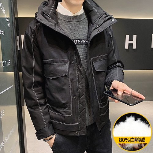 Зимний пуховик, короткая толстовка с капюшоном, трендовая удерживающая тепло куртка, коллекция 2021, увеличенная толщина