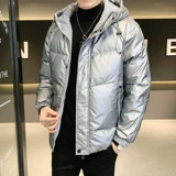 Короткий глянцевый пуховик для отдыха, трендовая толстовка с капюшоном, коллекция 2021, оверсайз, увеличенная толщина, в корейском стиле