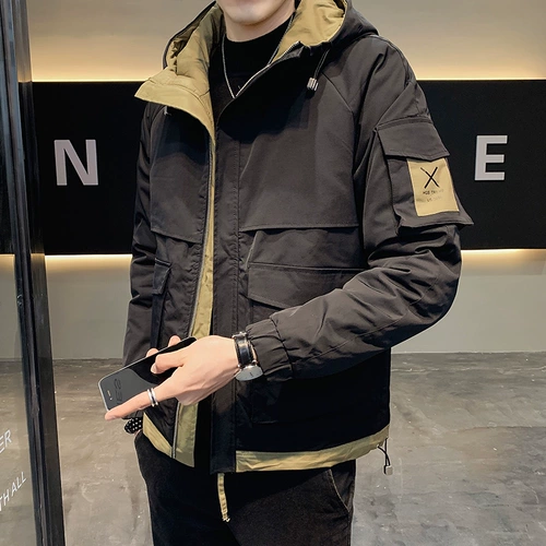 Мужская куртка, трендовая шапка для отдыха с капюшоном, коллекция 2021, в корейском стиле