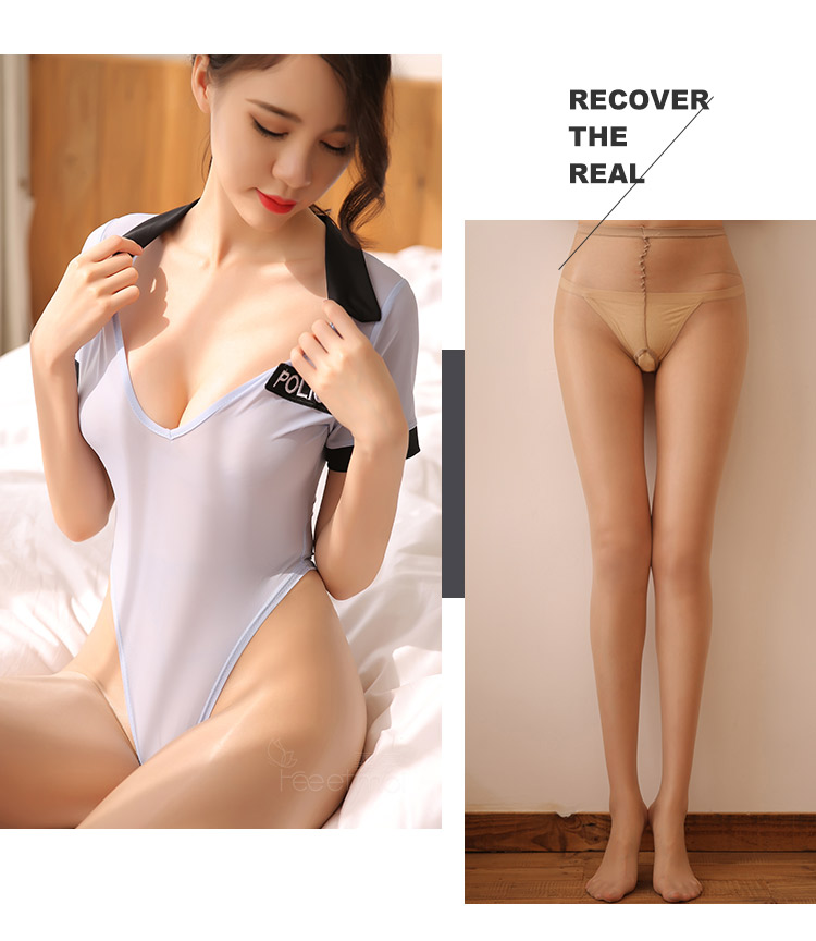 Ghen tị sexy nữ cảnh sát thống nhất sâu v mở ngực mở jumpsuit vài vai trò chơi phần mỏng nóng quan điểm