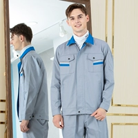 (Высококачественный) Светло-серый костюм с голубым воротником