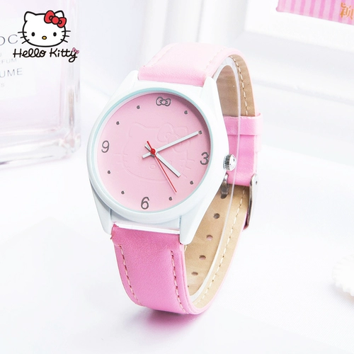 Hello Kitty, модные детские милые водонепроницаемые кварцевые часы, простой и элегантный дизайн, японские и корейские