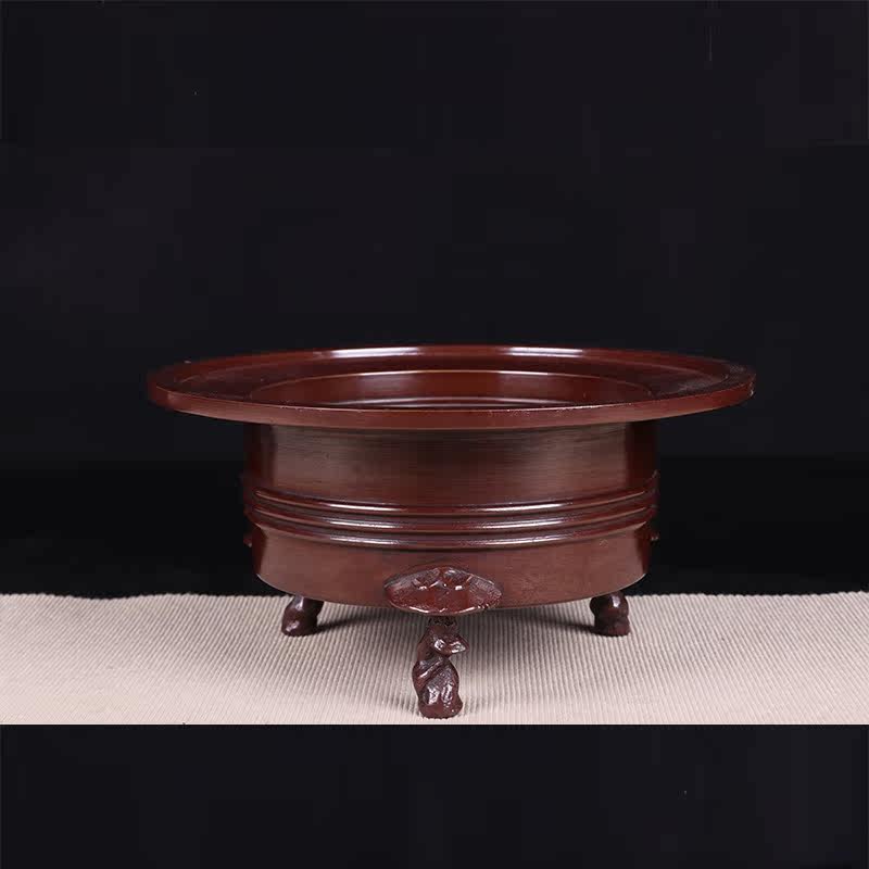 O Japanese flower utensils Japanese three-legged Ganoderma lucidum foot flower utensils Japanese water tray thin end Japanese copper casting craft