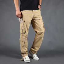 Outdoor casual pants mens trousers loose size multi-pocket overalls pants autumn mens washed cotton work pants