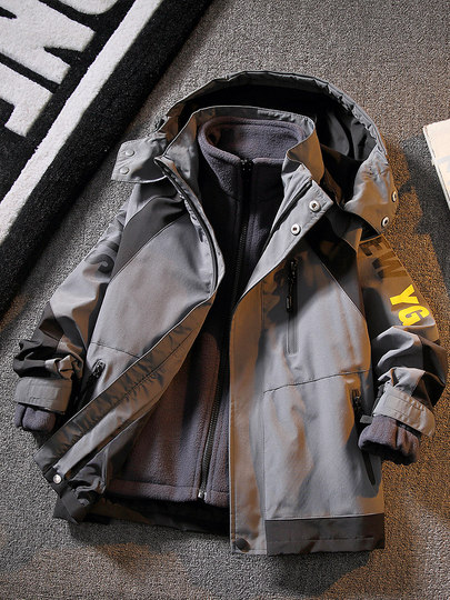 Children's clothing boys' autumn jacket three-in-one detachable 2025 new spring, autumn and winter style medium and large children's jacket trendy