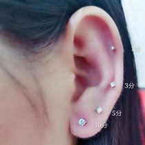 Color gold pure 18K rose gold platinum gold diamond earrings 1 point 3 points 5 points 10 points temperament Joker real gold diamond