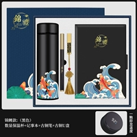 Комплект, ноутбук, ручка-роллер, USB-флеш-накопитель, черная подарочная коробка, 4 предмета