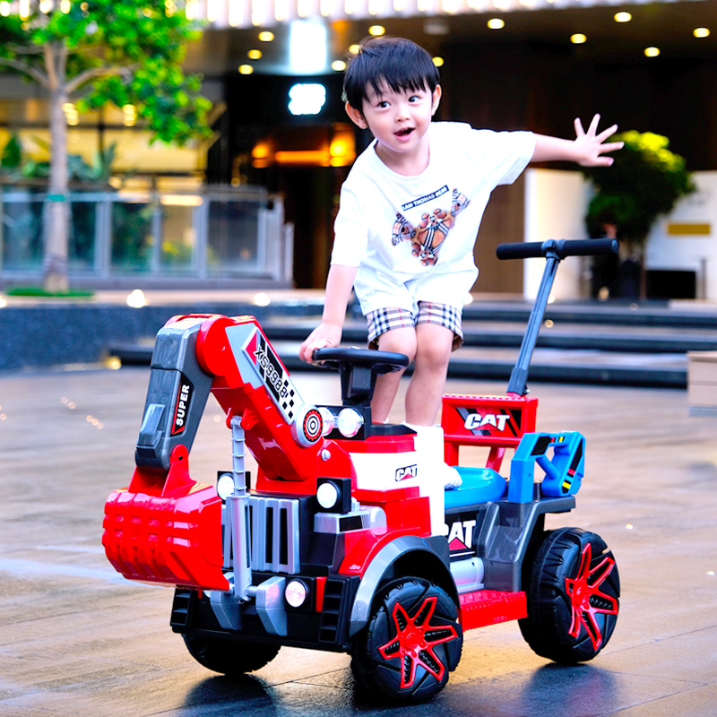 Children's electric excavator can sit man boy remote control off-road vehicle excavator engineering vehicle hook machine charging toy car