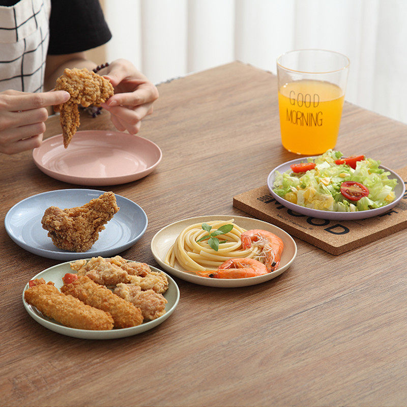 Wheat straw dining table small plate Household spit bone plate Fish bone head snack bone plate Garbage plate 5 sets