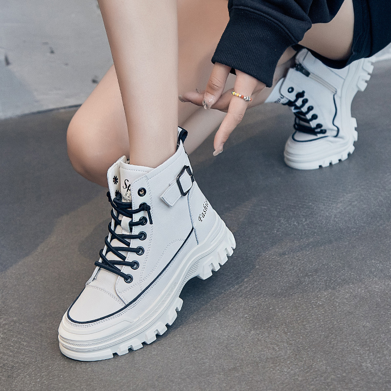 Genuine Leather White Sneakers for Women 2026 New Spring Versatile Dad Shoes Women's High-Top Sports Casual Spring and Autumn Women's Shoes