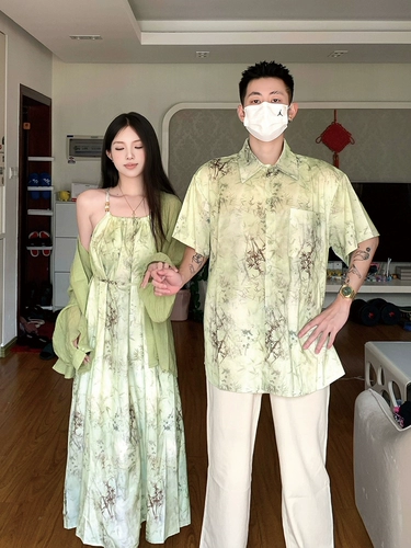 Летняя парная одежда для влюбленных, рубашка, ретро платье, комплект, юбка, китайский стиль