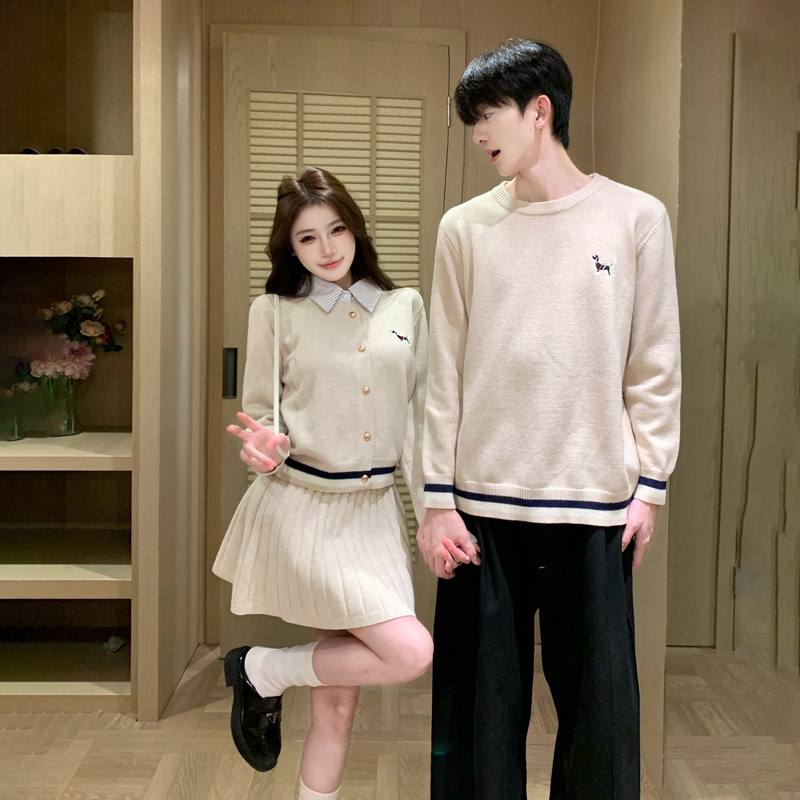 Korean Couple's Embroidered Dachshund Sweater Set for Men and Women, 2026 Autumn and Winter, Stylish Casual Knitwear and Short Skirt Set Korean Couple's Embroidered Dachshund Sweater Set for Men and Women, 2026 Autumn and Winter, Stylish Casual Knitwear and Short Skirt Set