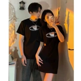 Летняя парная одежда для влюбленных, небольшая дизайнерская футболка с коротким рукавом, платье, юбка, тренд сезона, по фигуре