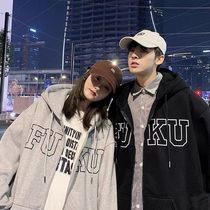 Couple jacket mens spring and autumn zipper sweatshirt thin 2022 hooded solid color drawstring versatile clothing