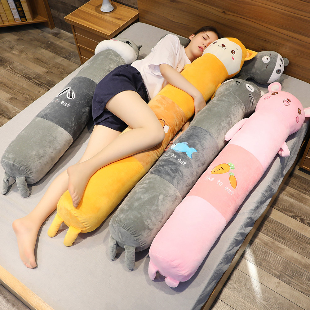 Cute cartoon hamster cat animal long pillow doll bed holding sleeping girl sleeping super soft