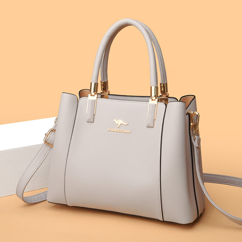Brand Kangaroo Genuine Leather Women's Bag 2026 New Style Fashionable and Elegant Handbag for Middle-Aged Ladies, Mother's Gift, Crossbody Bag