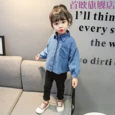 Детская куртка Жан 首映女童时尚纯色牛仔衬衫2020春秋新款韩版宝宝中小童衬衣洋气童