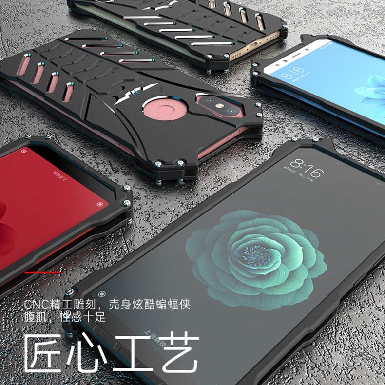 R-Just Batman Shockproof Aluminum Shell Metal Case with Custom Batarang Stent for Xiaomi Mi 6X / Xiaomi Mi A2