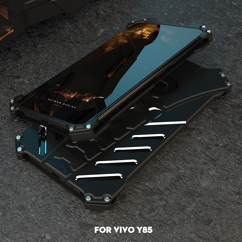 R-Just Batman Shockproof Aluminum Shell Metal Case with Custom Batarang Stent for vivo Y85 / vivo V9