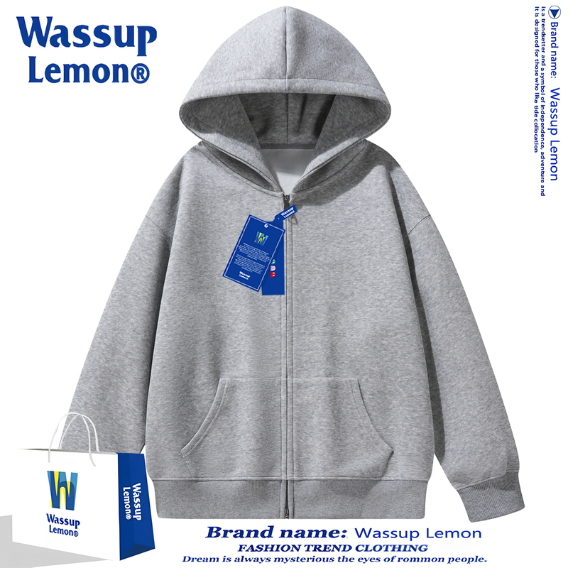 Wassup Lemon Hooded Cardigan Oversize Sweatshirt for Men and Women, Solid Color Trendy Brand Fleece-Lined Thick Casual Jacket Wassup Lemon Hooded Cardigan Oversize Sweatshirt for Men and Women, Solid Color Trendy Brand Fleece-Lined Thick Casual Jacket