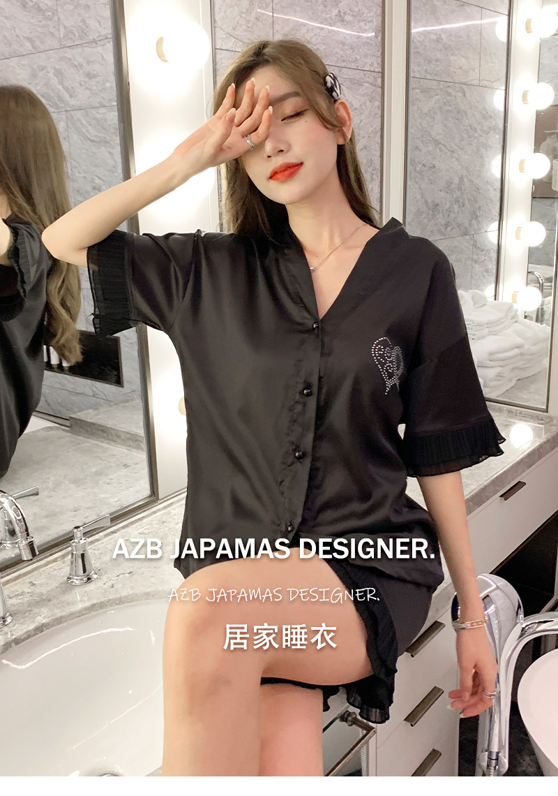 Летняя шелковая пижама, тонкие шорты, шелковый кардиган, комплект, короткий рукав, 2025 года 