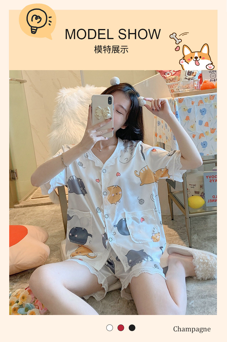 Летняя шелковая пижама, тонкие шорты, шелковый кардиган, комплект, короткий рукав, 2025 года 